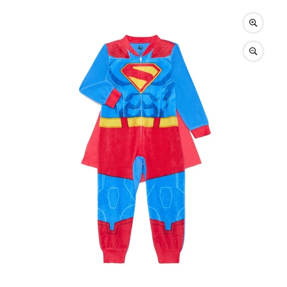 Superman Fleece Pajamas Boys L 10-12 Costume One Piece Flame Resistant NWT - Picture 3 of 10